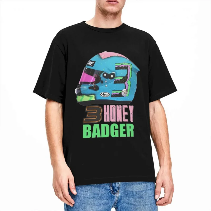 Funny Daniel Ricciardo 3 Honey Badger T Shirt Men Women's Cotton F1 Car Racer Tee Shirt Party Clothes