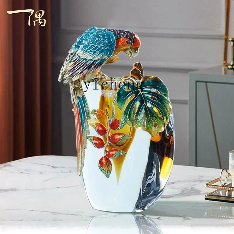 HP-15 Enamel Colored Glass Vase Ornament, Living Room Flower Arrangement, Flower TV Cabinet Decoration