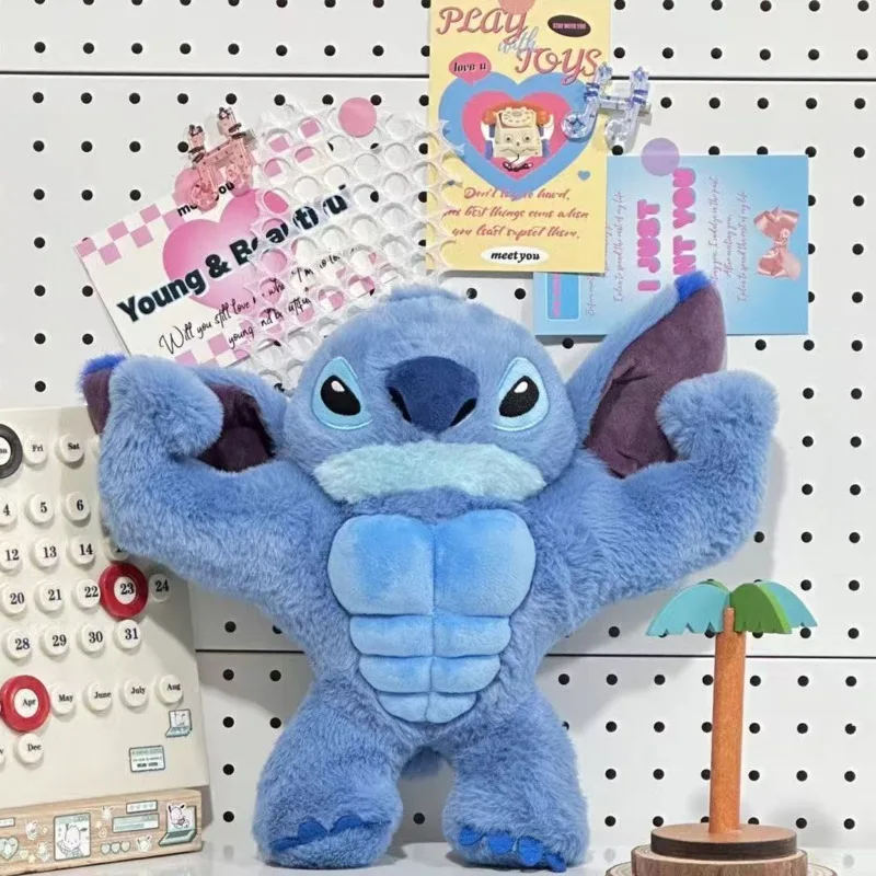 

Cartoon Disney Funny Fitness Muscle Stitch Anime Figure Stuffed Soft Plush Doll Cute Throw Pillow Children Birthday Gifts Toy