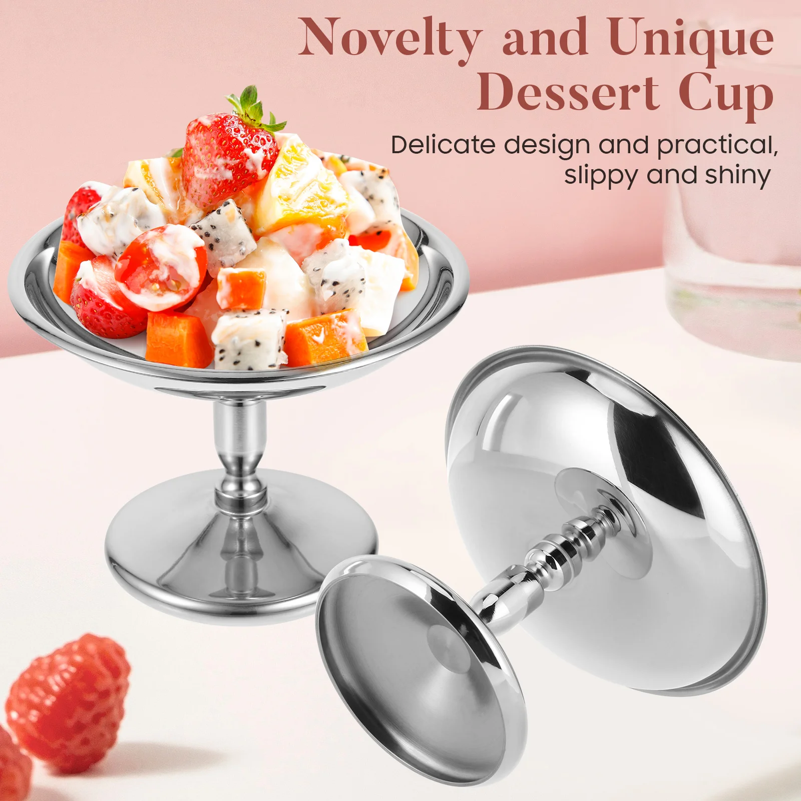 

Ice Cream serving dish Stainless Steel Dessert Cup Container Footed Bowl Metal Bowl Small Silver Smoothie restaurant pudding cup