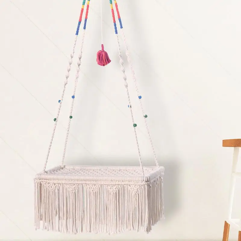 

Pet Hammock Bed Macrame Wall Mounted Swing Boho Bed Hammock Space-Saving Cat Swing Macrame Cat Hammock For Small Cats Pets