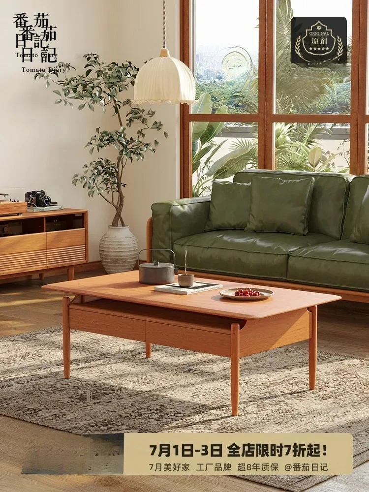 

S Dining Table Dual-Use Multi-Functional Simple Nordic Solid Wood Small Apartment Living Room Home Japanese Tea Table