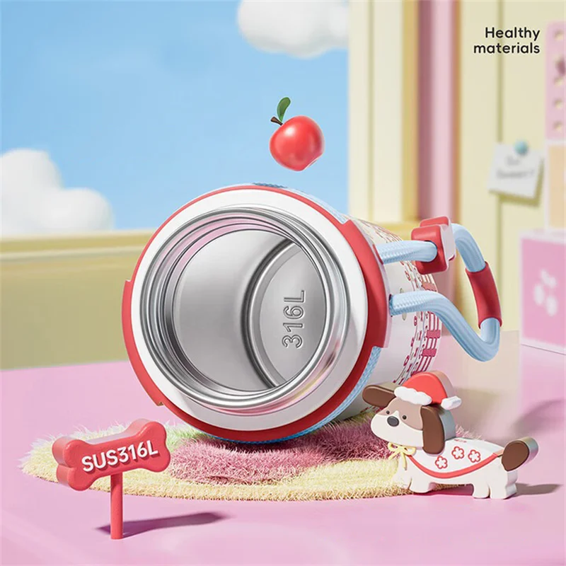 كوب ترمس 350 مللي من كوكر كينج مع حزام من الفولاذ المقاوم للصدأ زجاجة مياه معزولة بنمط كرتوني كوب قهوة للمنزل/المكتب أدوات للشرب #3