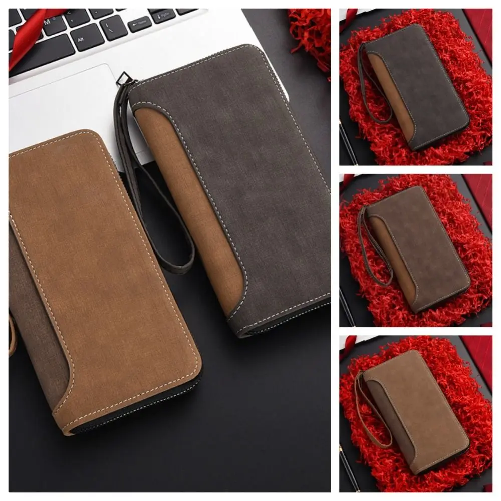 Creative Leather Long PU Wallet Zipper Multiple Card Slots Business Clutch Bag Large Capacity Phone Pouch Men Card Holder Men