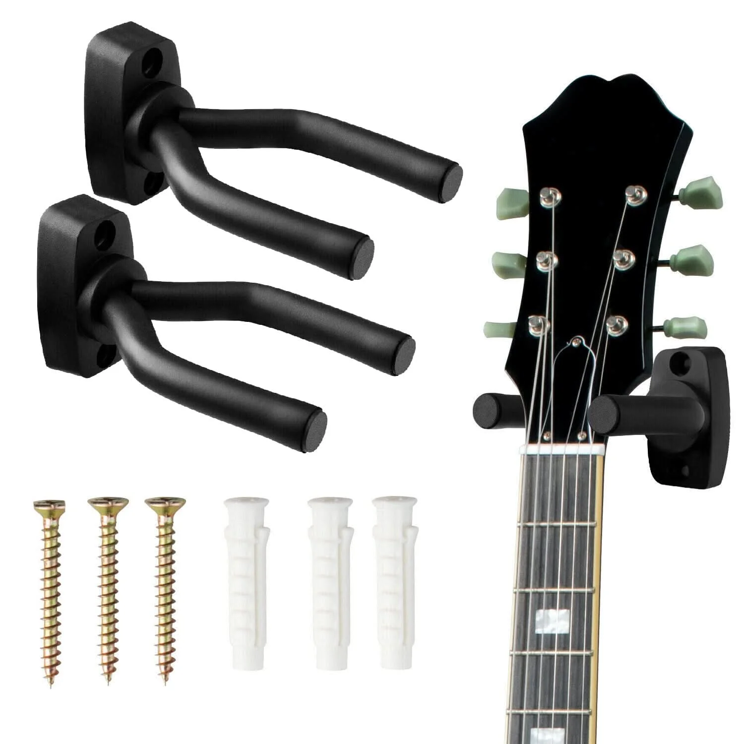 

5 CORE Guitar Wall Mount Hanger Hook for Acoustic Classical Electric Bass GuitarsGH IRON 2PCS