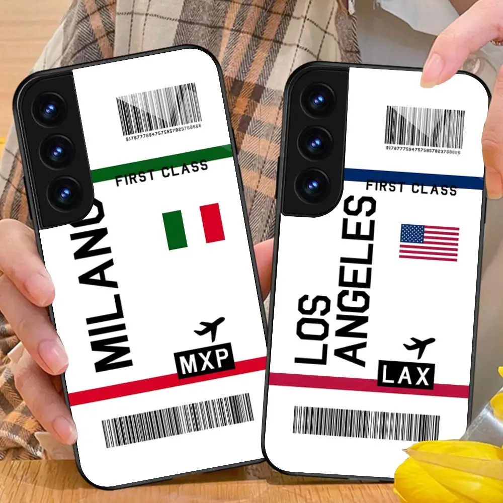 Plane Airline Ticket Phone Case for Samsung Galaxy S26 S25 S24 S23 S22 S21 S20 Note20 Plus FE Ultra Glass Protective Cover