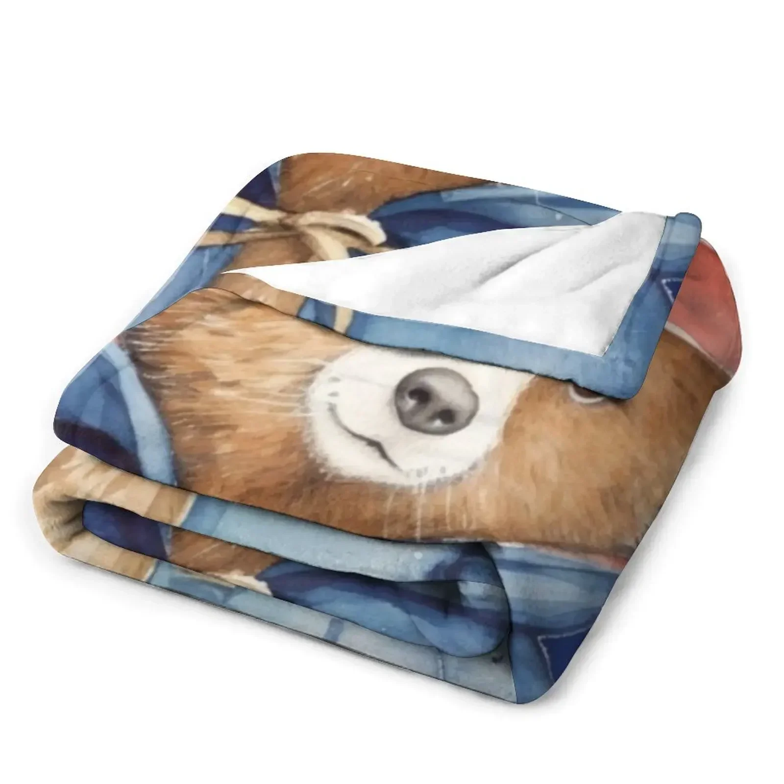 Paddington Bear Watercolour Illustration Throw Blanket Personalized Gift Summer Beddings Shaggy Blankets