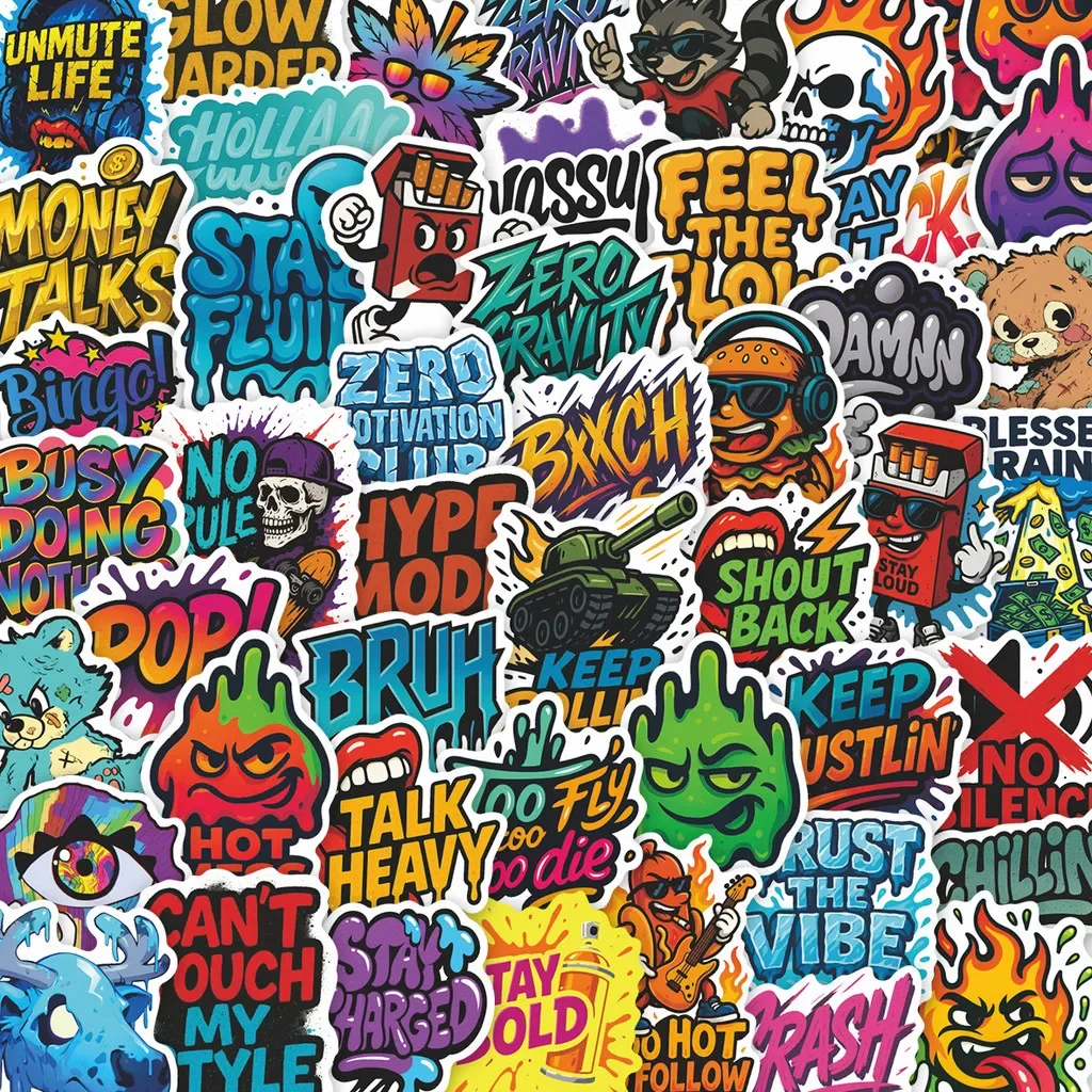 60Pcs Street Graffiti Cartoon Decor Stickers DIY Notebook Luggage Sticker Set AnimeWorlds Store