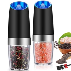 Lectric Automatic Salt and Pepper Grinder Gravity Spice Mill Adjustable Spices Grinder with LED Light Kitchen Tools Gadgets