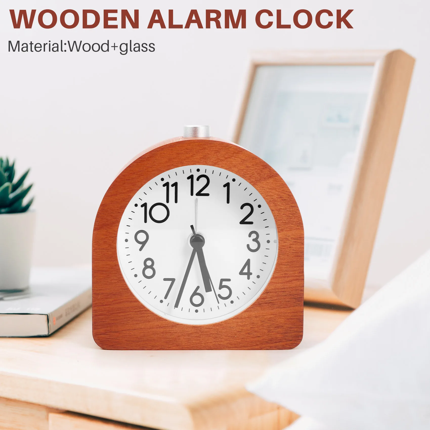 Alarm Clock Without Ticking Retro Wooden Alarm Clock with Dial Alarm Light Quiet Table Clock with Snooze Function A HOT