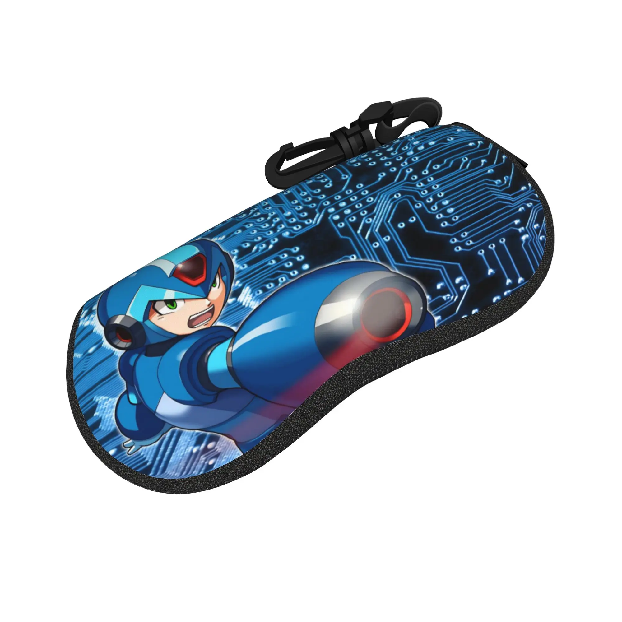 Kawaii Mega man Glasses Case Lightweight Zipper  Eyewear Storage Box Cartoon Eyewear Container