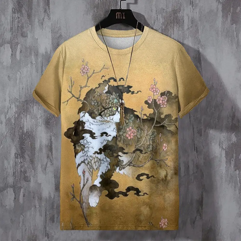 

Vintage T-Shirt For Men Animal Graphic 3D Print Casual Round Neck T Shirts Quick-Drying Exquisite Oversized Men's Clothing Tops