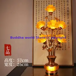57cm large # Wholesale Buddhism supply HOME temple altar decor 7 flowers Buddhist worship tool crystal buddha Light lamp