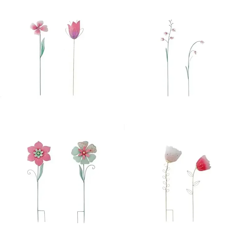 Handmade Elegant Metal Garden Stick Ornaments with Complex Floral Designs for Outdoor Yard Decoration