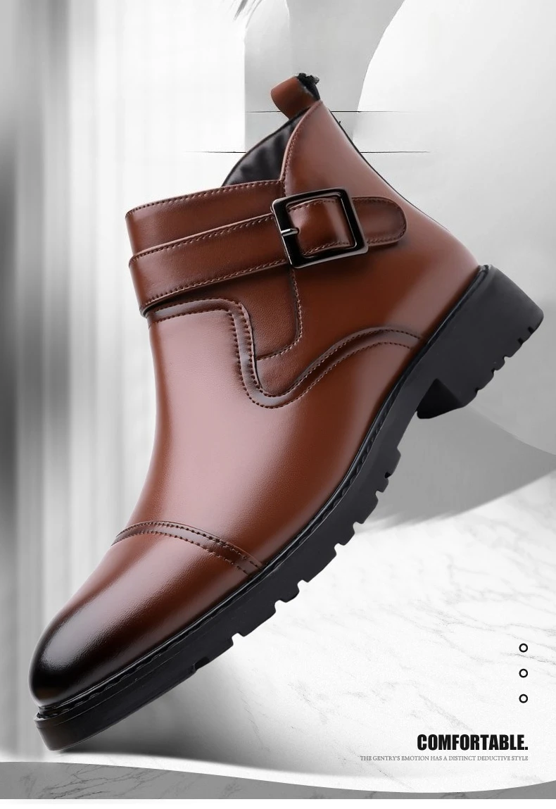Luxuriöse Business-Herren-Lederstiefel Modische Schnallen-Lederstiefel Elegante Herbst-Neuheit Vielseitige Knöchelstiefel – Detail 3