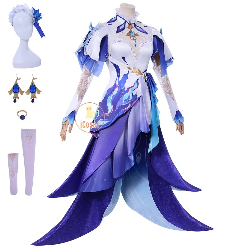 25COSiCoser Wuthering Waves Cantarella Cosplay Costume Wig Dress Headwear Earrings Rinascita Fisalia Family Halloween Party for