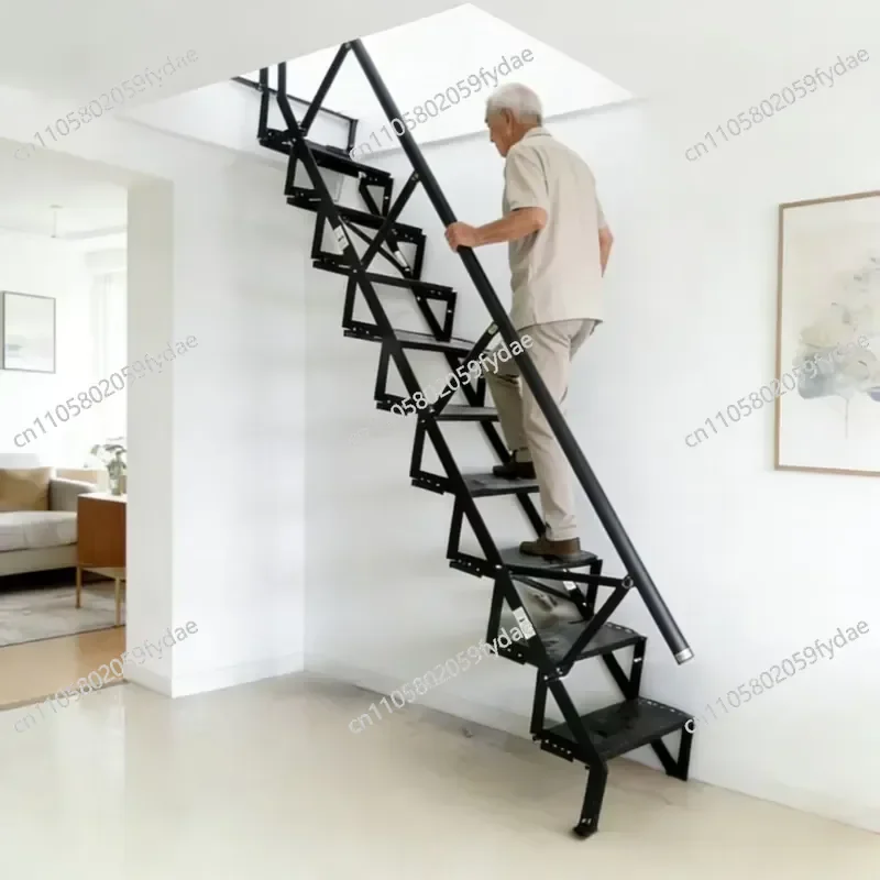 Wall-mounted Vertical Folding Stairs, Space-saving, Retractable Attic Stairs, Foldable Wall-mounted Stairs