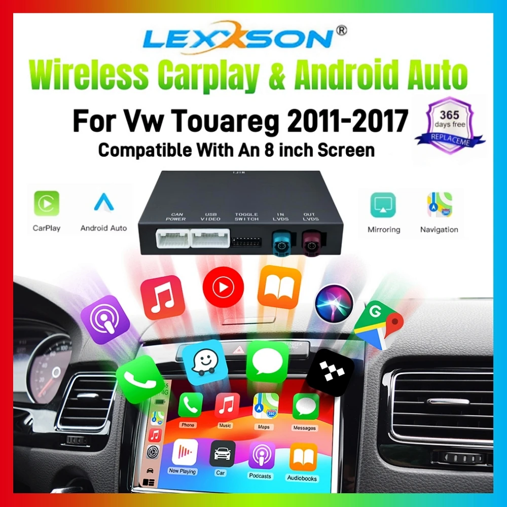 صندوق تحديث CarPlay اللاسلكي لسيارة Volkswagen Touareg RNS850 2011-2017 8 بوصة أندرويد أوتو لمرآة الملاحة Apple CarPlay Vw #1