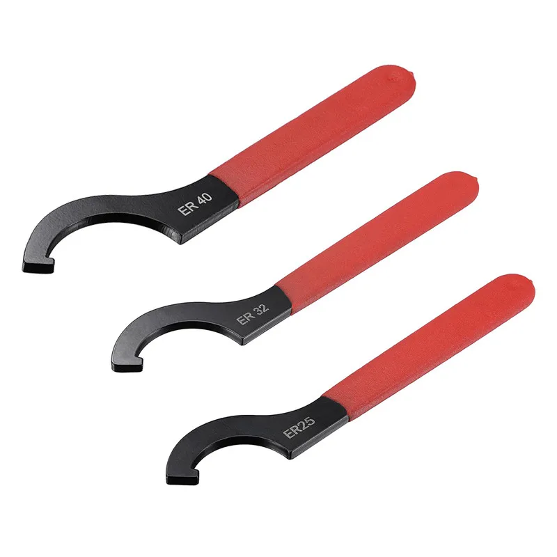 

Spanner Hook Wrench ER25 ER32 ER40 Black Oxidized Carbon Steel For Lathe Clamping Nut Good Toughness N-Slip Handle