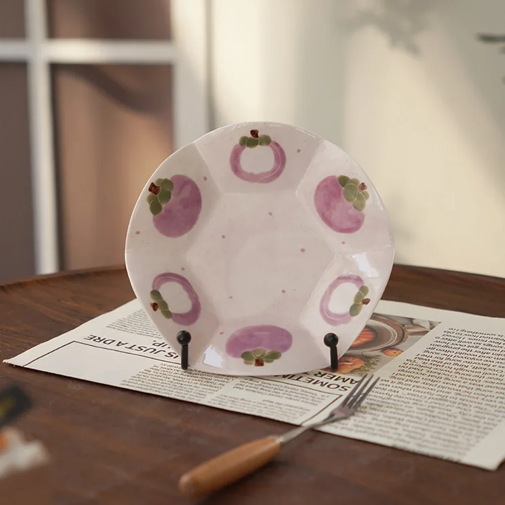 Creative Hand Painted Ceramic Plate Floral Edge High Grade Porcelain Homehold Dinnerware Afternoon Tea Dessert Cake Plates