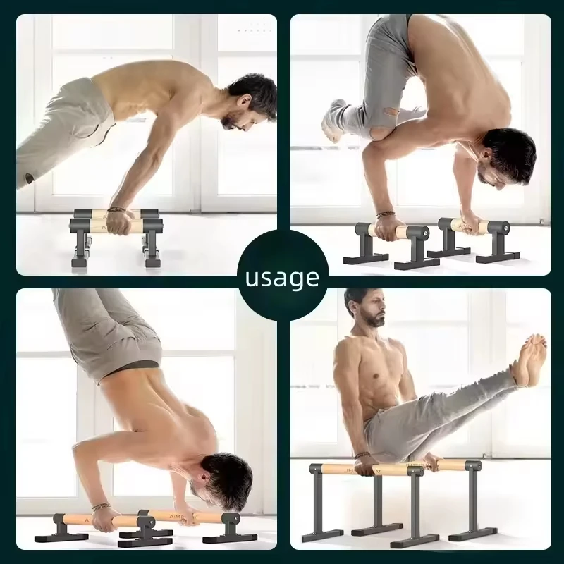 Adjustable Beech Wood Parallel Bar Set Eco Steel Frame for Gymnastics
