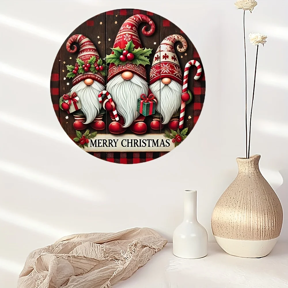 1pc，Christmas Dwarf Trio Wooden Logo -8x8 inch Wall Mounted Decoration - Welcome Logo for Rural Farmhouses