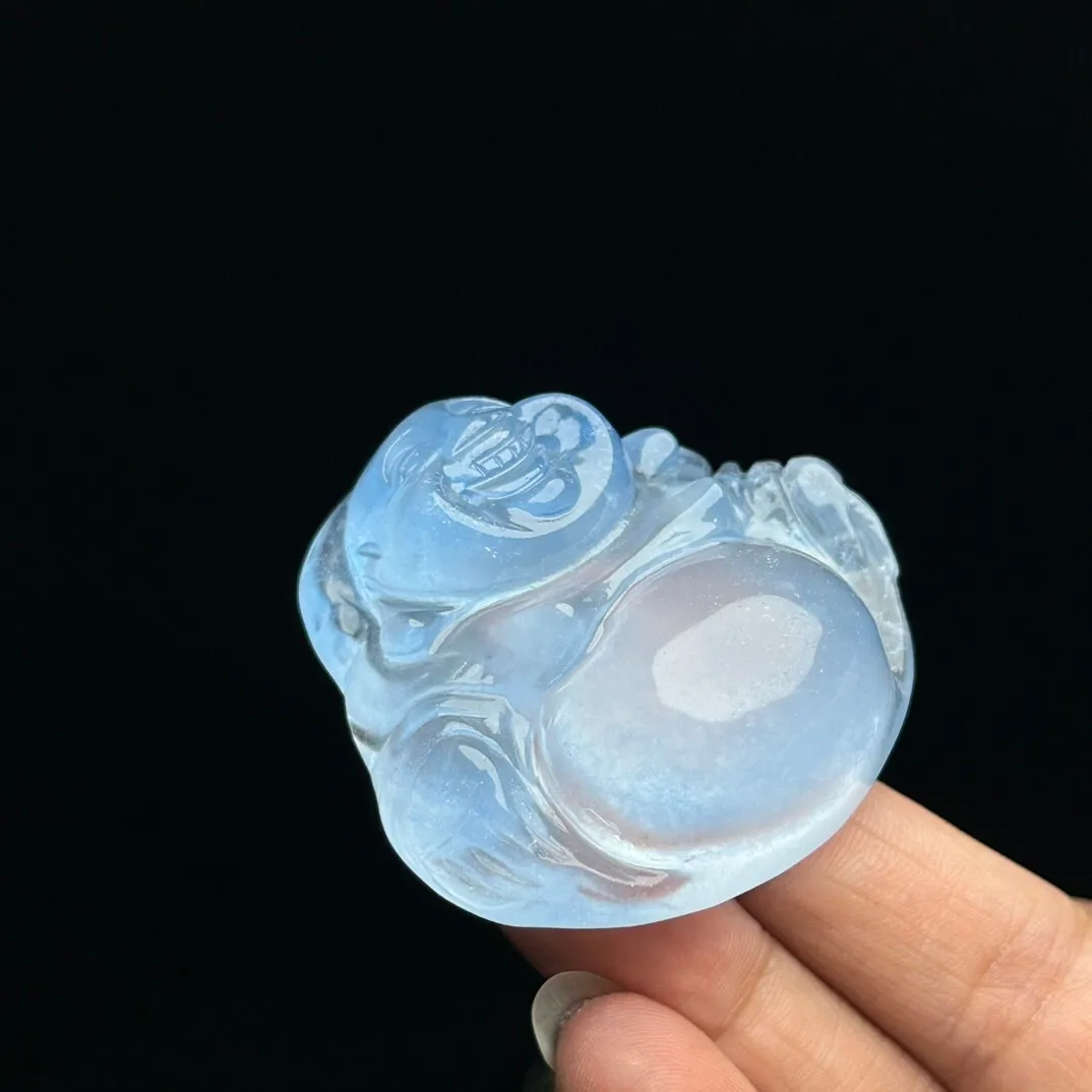 AAA Real Natural Ice blue Jade Jadeite Carved Buddha Pendant&Necklaces
