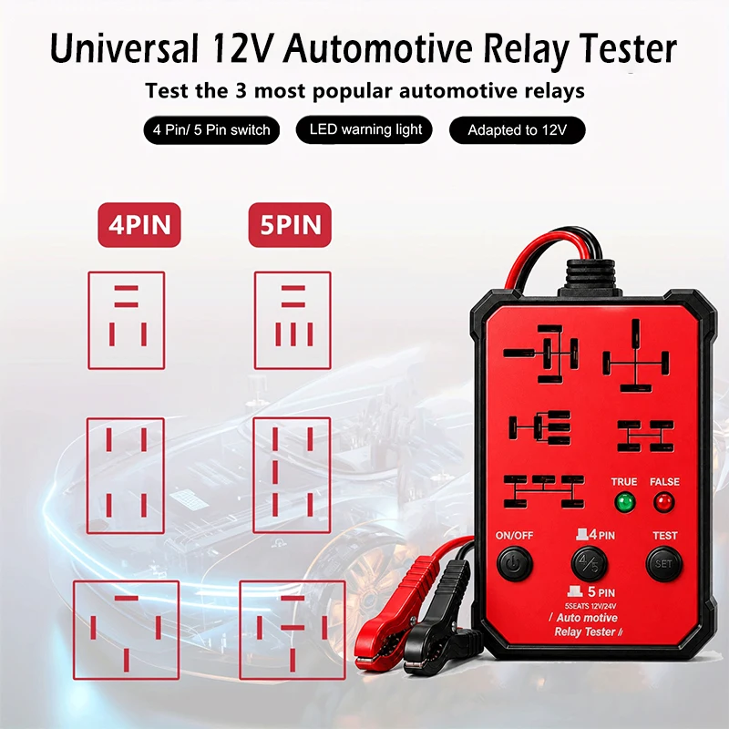 Newly Universal 12V Automotive Relay Tester Automotive Battery Inspector With LED Indicator Automotive Relay Diagnostics Tools
