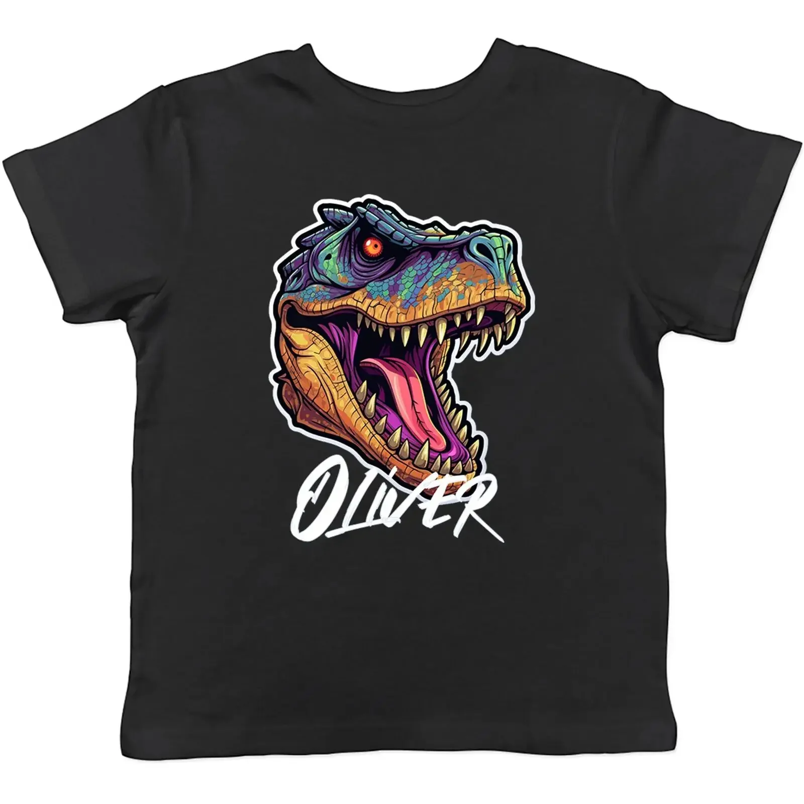 Personalisiertes T Rex Gesicht Kind Shirt Urzeit Dinosaurier Kinder Junge Mädchen Geschenk vintage Washed Casual Versatile