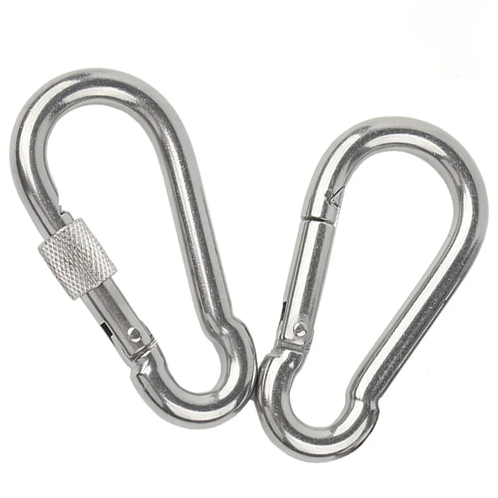 1/2/5pcs M4 M5 M6 M8 M10 304 Stainless Steel Spring Snap Carabiner Quick Link Lock Ring Hook Snap Shackle Chain Fastener Hook