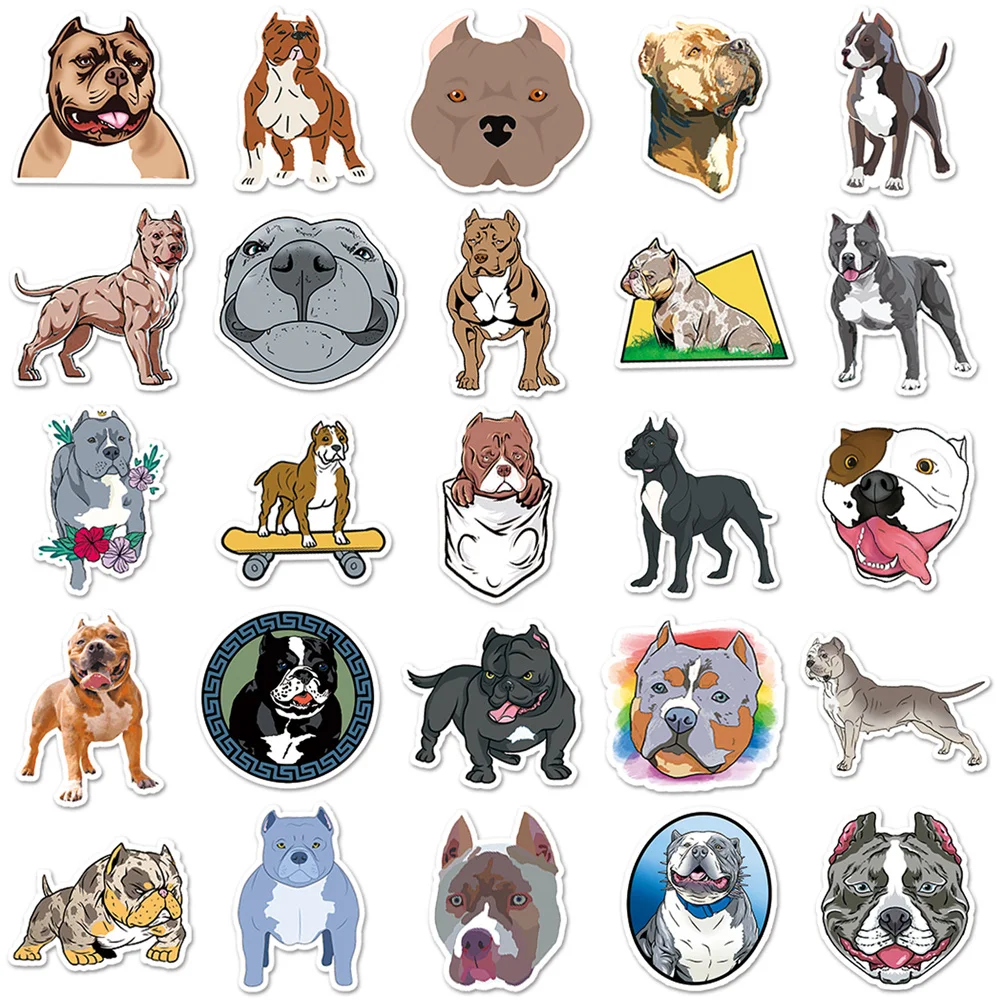 50pcs American Bully Pitbull Stickers Pack Suitcase Laptop Phone Cute Dog Sticker DIY Journaling Materials Journal Accessories