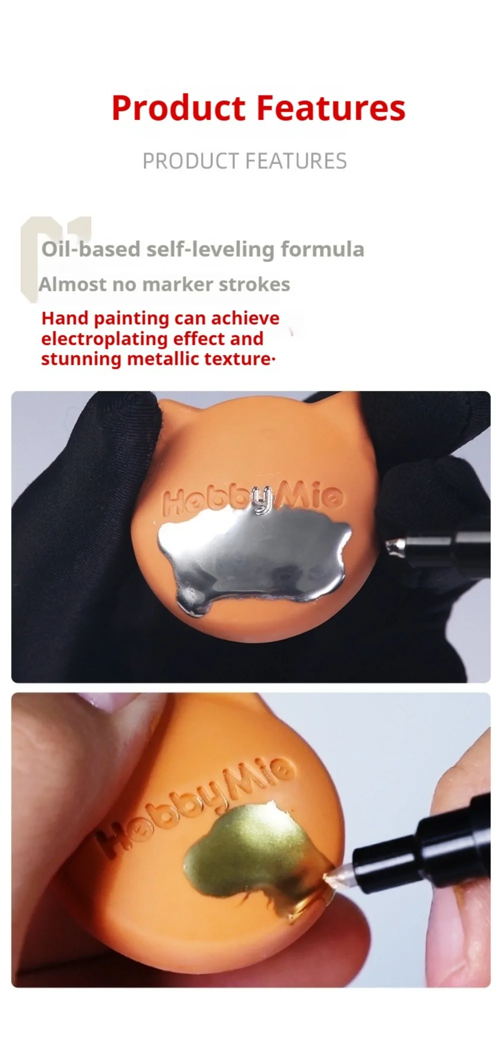 HobbyMio Super Metallic Marker Stift, ölbasierend, galvanisierter Effekt für Kunststoff, Harz, Metall, Modellbausatz, Farbstift, Hobby, DIY – Detail 5