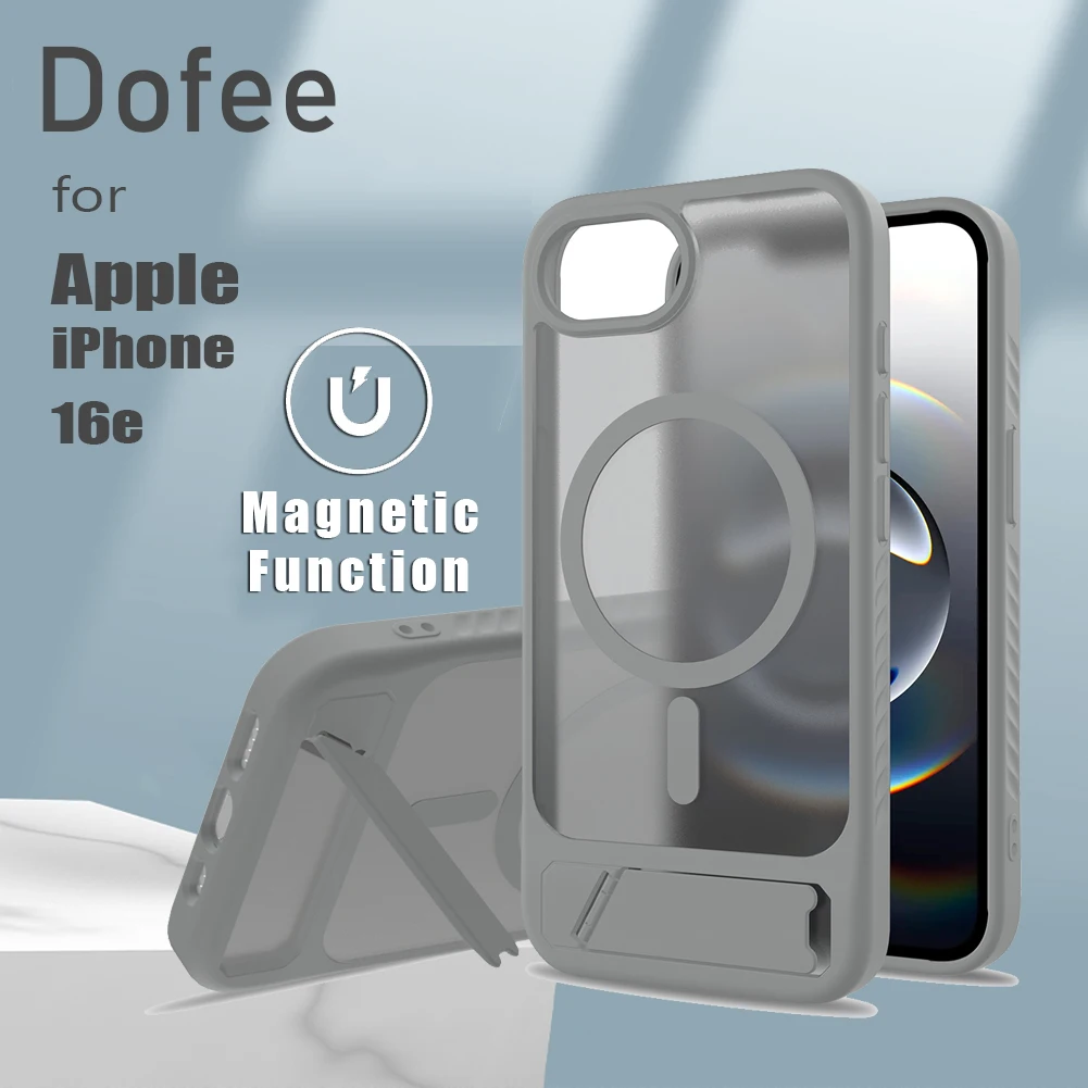 

Dofee for iPhone 16e Case Magnetic Hard PC Soft TPU Frame with Adjustable Stand Magsafe Protection Back Cover