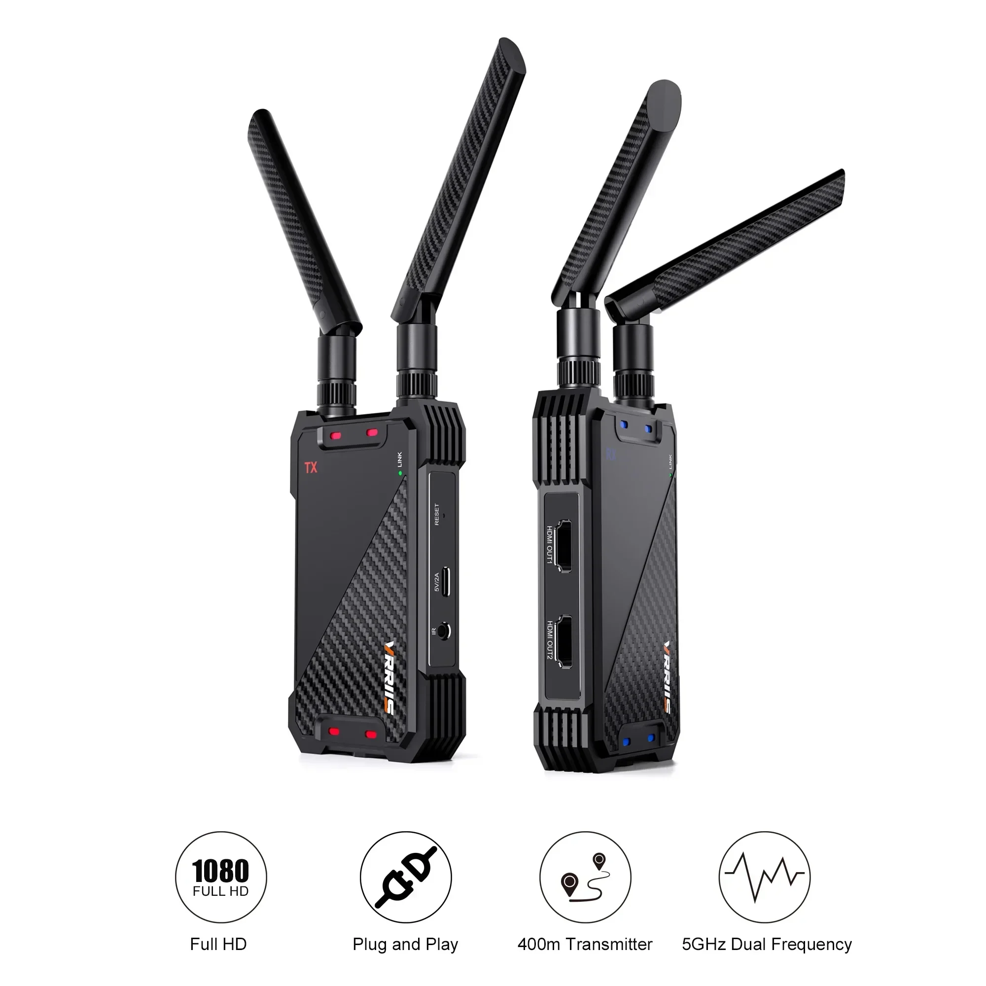 400m Wireless Transmission Audio Video Transmitter and Receiver 1 To 4 HDMI Extender for TV Stick Camera Live Streaming PC To TV