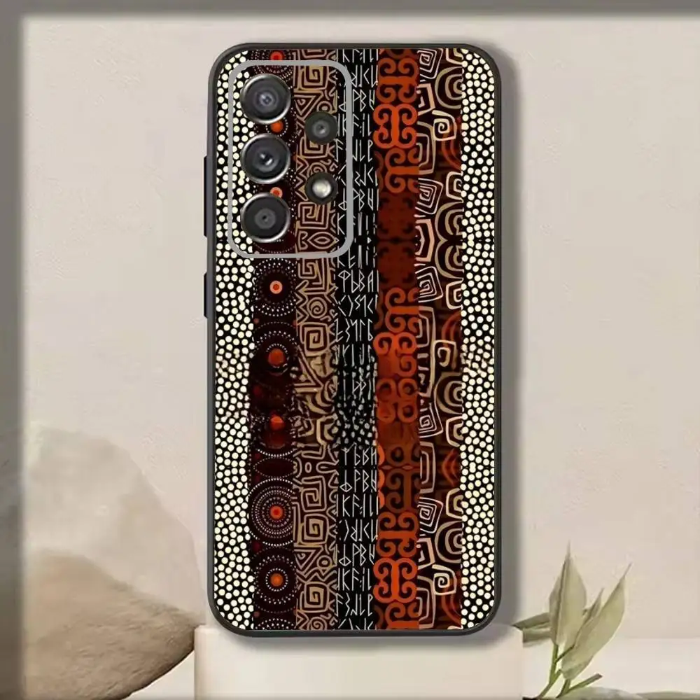 W-Wax生地A-アフリカ風スマホケース Samsung S25、S24、S21、S22、S23、S30、Ultra、S20、Plus、Fe、Note、10、9、5G対応 ブラックカバー