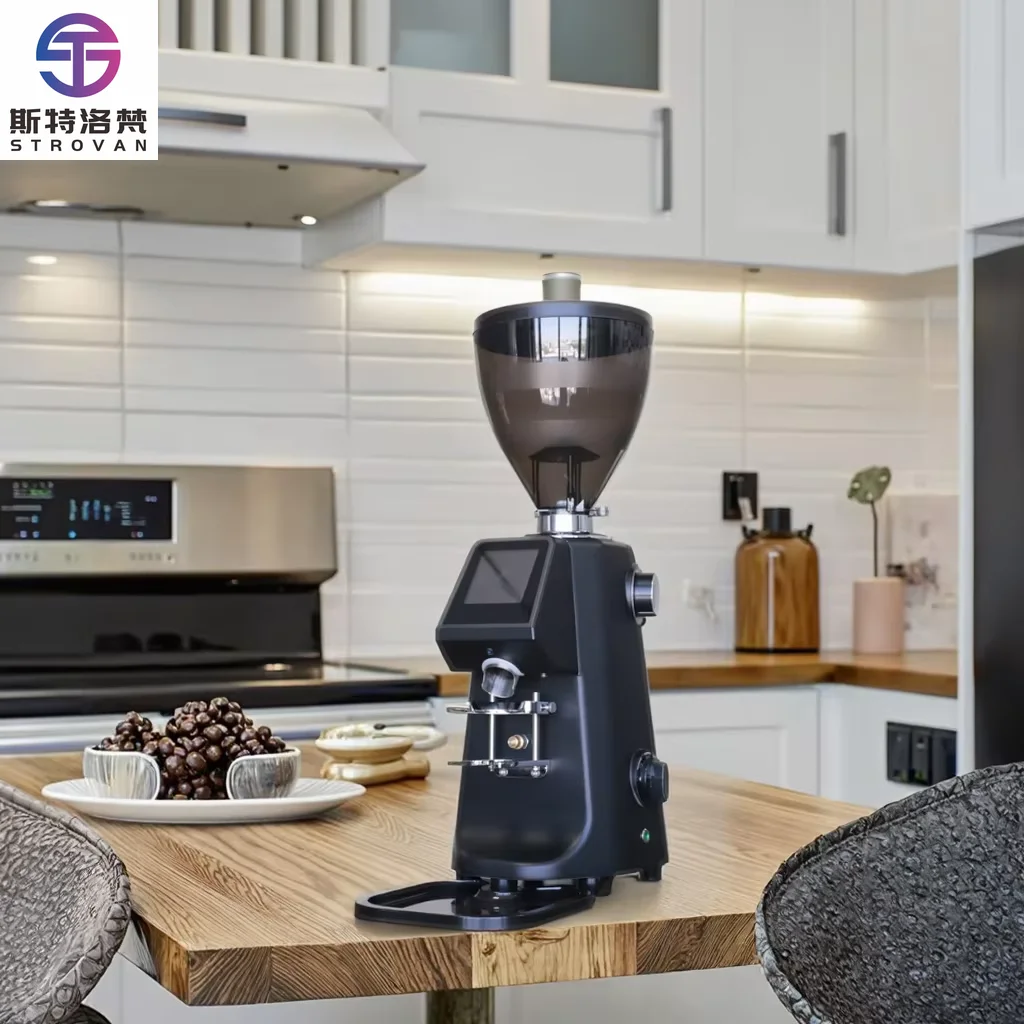 Commercial Automatic Espresso 74mm Flat Burr Type Electric Coffee Grinder with LCD Screen