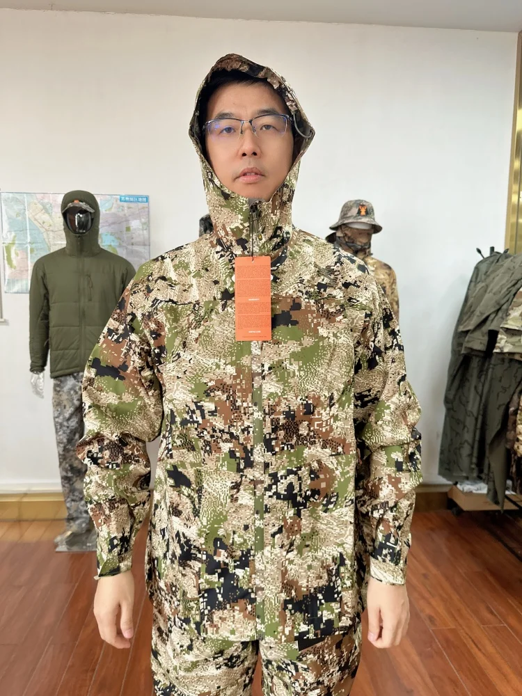 Herren Jagd-Regenmantel Dew Point Jacke Tarnmuster Angeln Jagdbekleidung – Detail 1