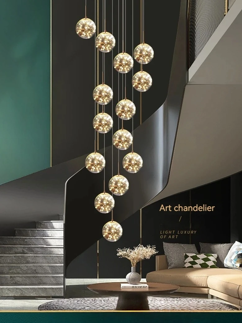 

Staircase Long Chandelier Light Modern Led Ceiling Chandelier Luxury Design Stair Living Dining Room Decor Pendant Hanghing Lamp