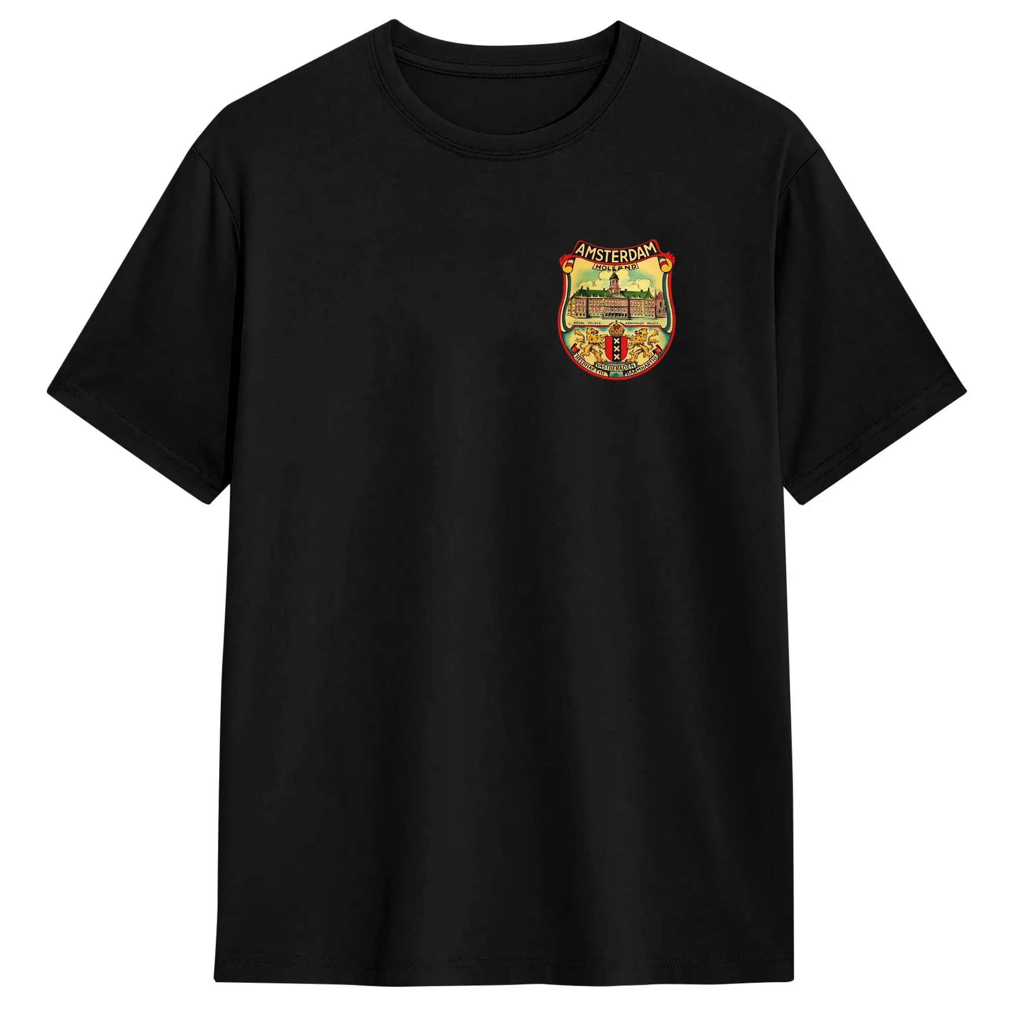 Amsterdam Vintage Travel Decal T Shirt Men Pure Cotton Creative T-Shirt Round Neck  Tee Shirt Short Sleeve Clothes New Arrival