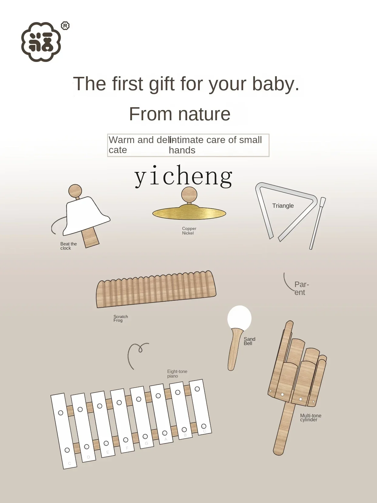 Giocattolo da tavolo musicale con campanella in legno per neonato 0123 Regalo di compleanno per il giorno di Capodanno per bambini Orff