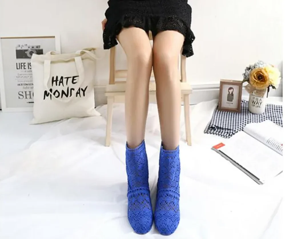 high quality 2025 Hollow Boots Shoes Breathable Knit Line Mesh boots Summer Women Boots Knee High Womens Shoes 35-41