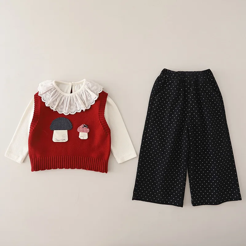 New Autumn Baby Girls Clothes Suit Children Fashion Vest Long Sleeved T-Shirt Pants 2Pcs/Set Infant Clothing Set Kids Tracksuits