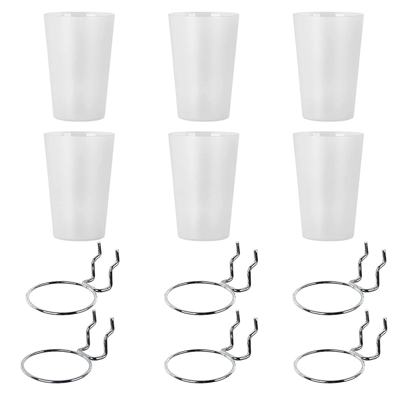 6 Sets Pegboard Bins With Rings Style Pegboard Hooks With Pegboard Cups Pegboard Cup Holder Accessories Transparent