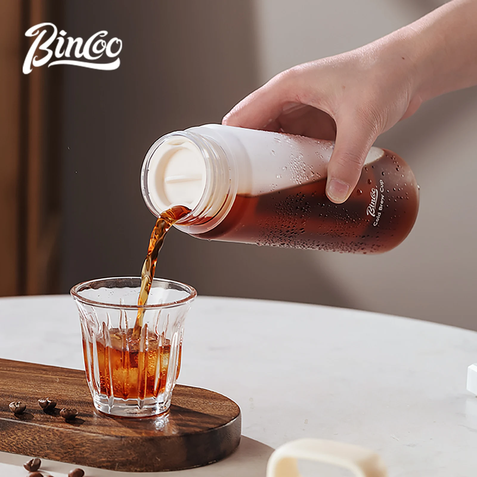 BINCOO Hand Brewed Cold Extraction Bottle Portable Cold Brew Coffee Pot Accompanying Cup Outdoor Lemon Juice Smoothie Filter Cup