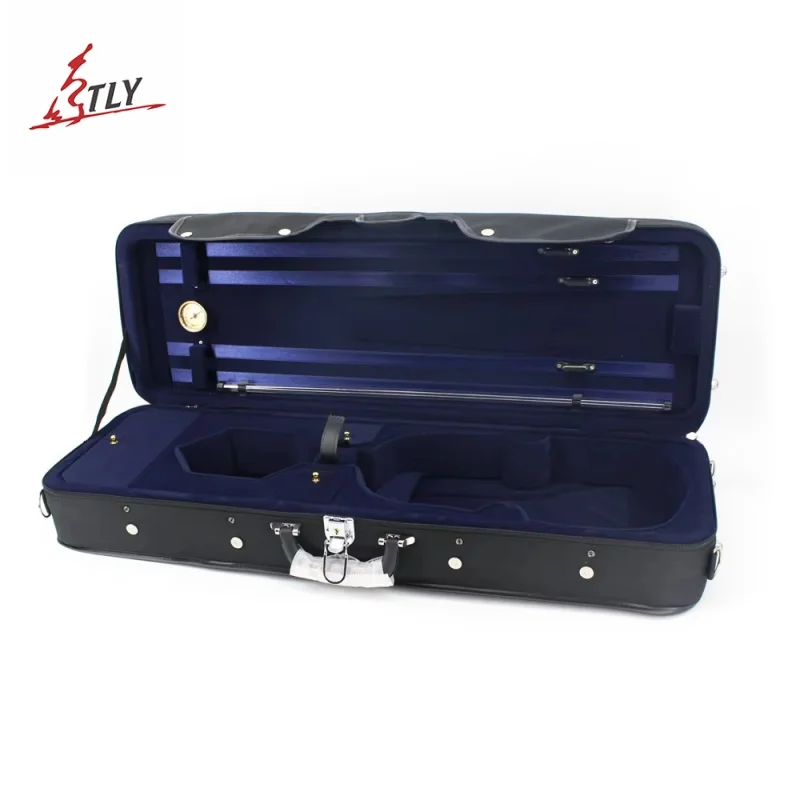 High Quality Black Oxford Cloth Violin Case Foam Rectangular Extra Storage Pocket with Hygrometer Strap for 4/4 Violin