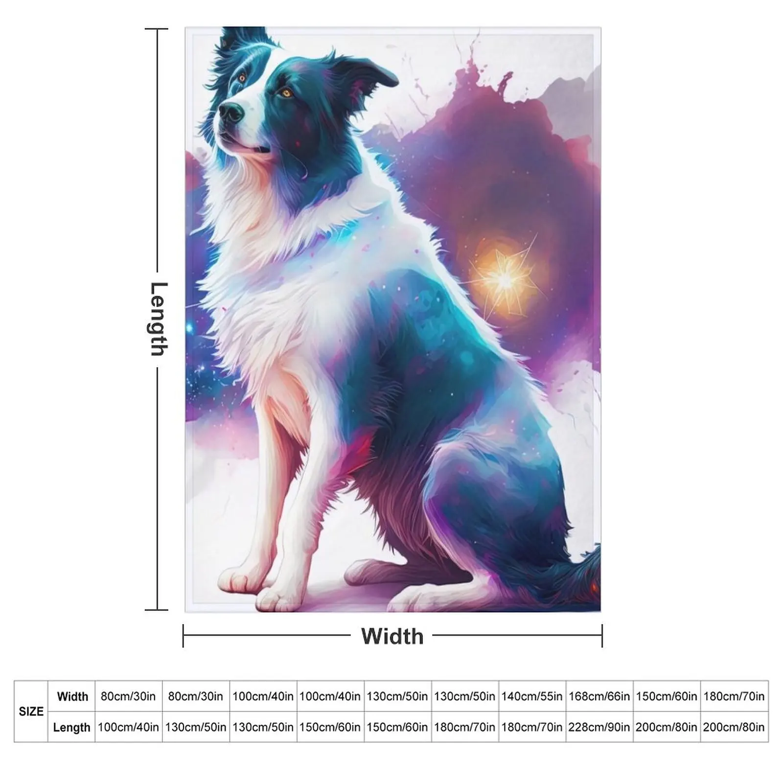 border collie space Throw Blanket couch cozy soft plush fuzzy picnic outdoor blanket