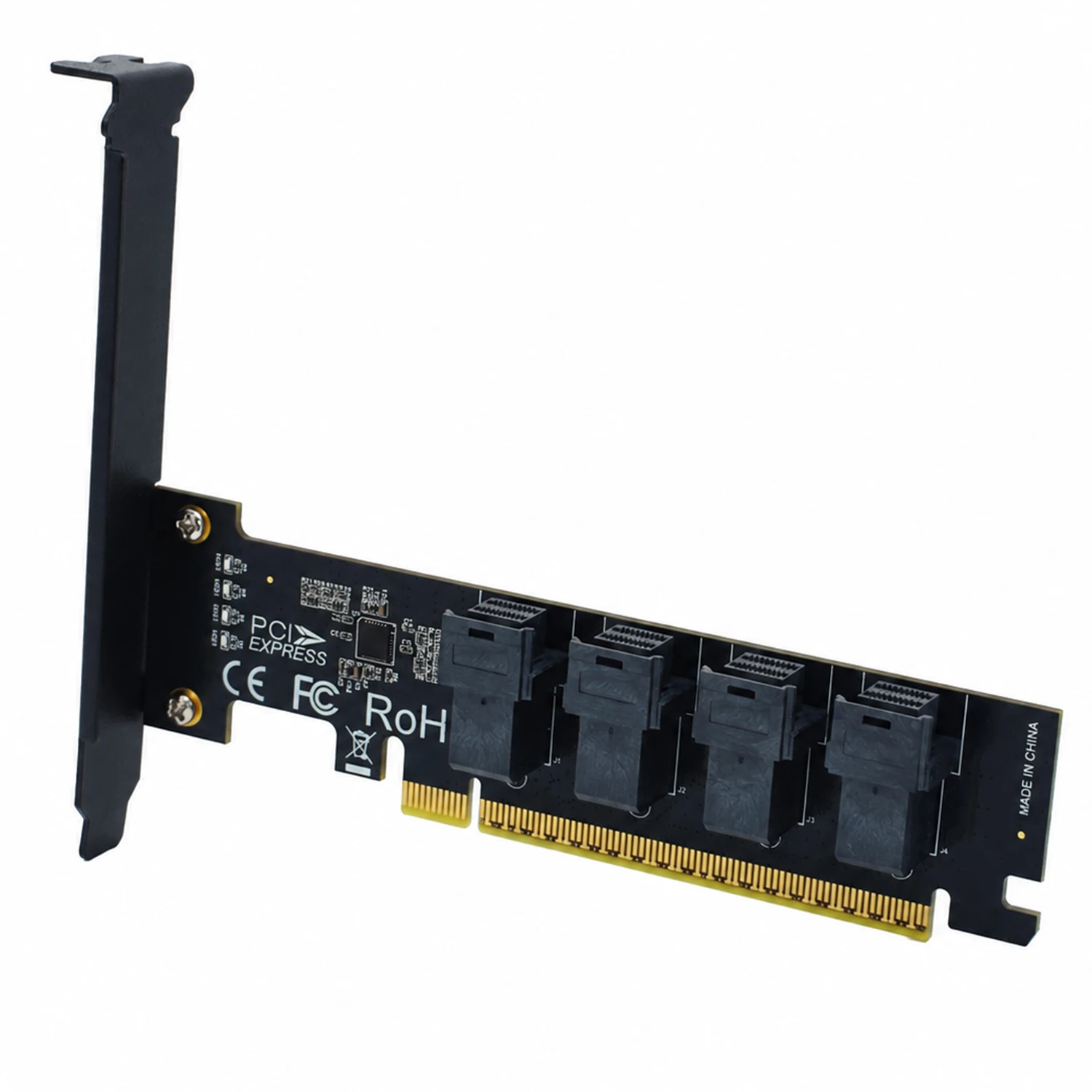 PH49 PCIe 4.0 X16 to 4 Port U.2 NVMe Expansion Card, SFF-8643 SFF-8639 SSD Bifurcation Adapter for Server Workstation