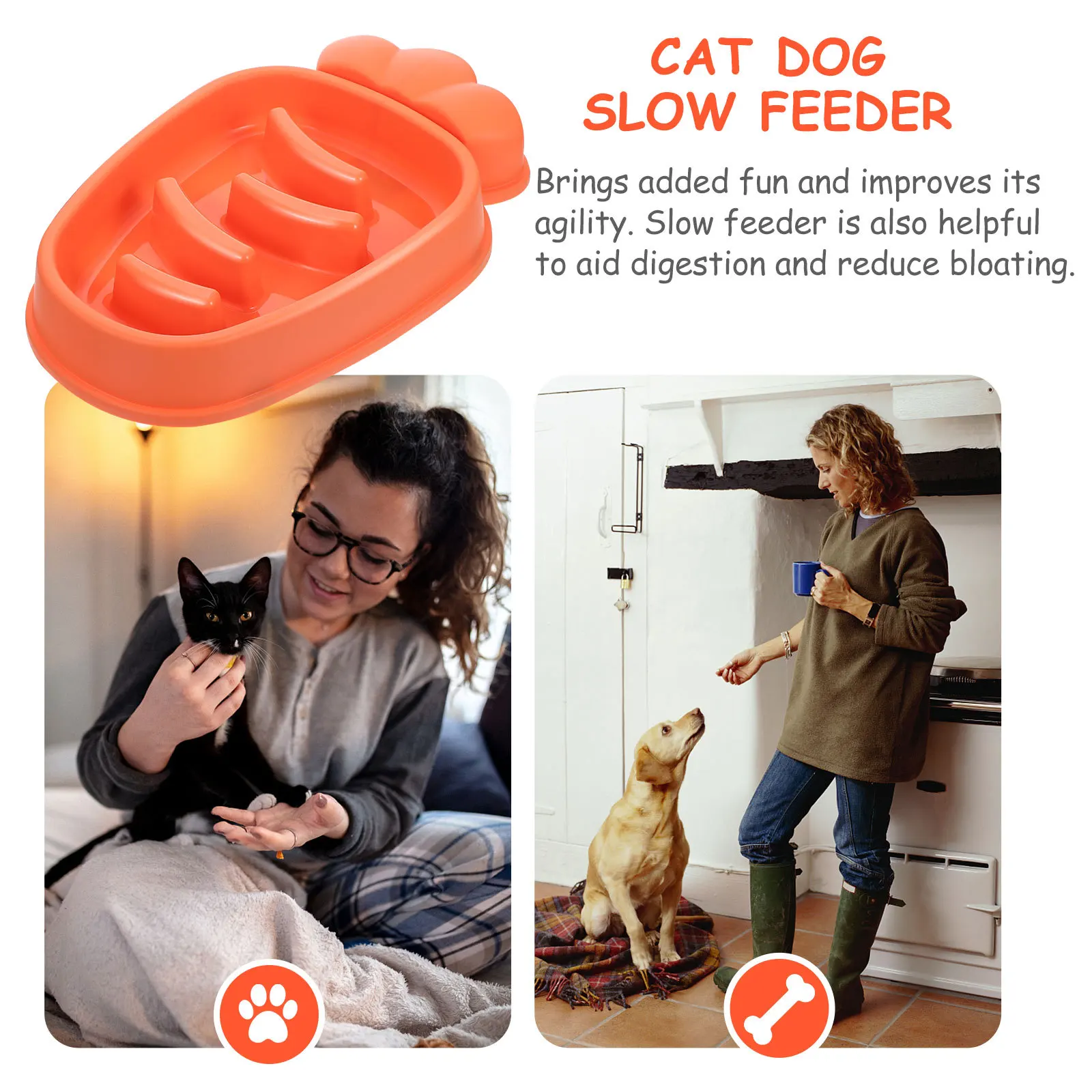 

Carrot Shape Pet Slow Feeder Bowl For Cat Dog Interactive Feeding Healthy Eating Habit Food Dispenser Smooth Ridged Design