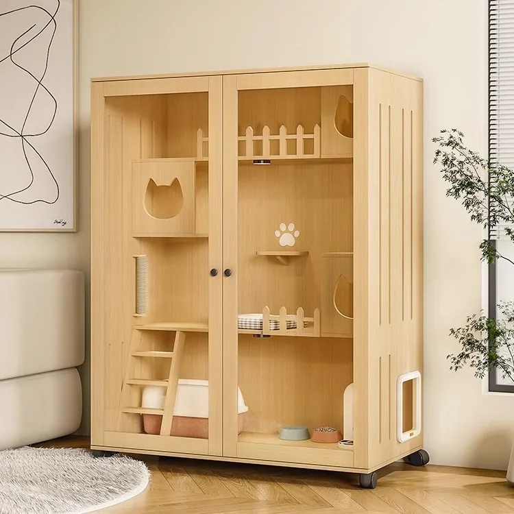 Custom cat villa cat cage household cat cabinet wooden  indoor nest house closed