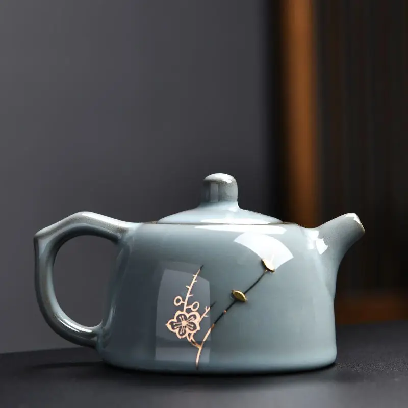 Manual Chinese Ice Crack Split Teapot Pot for Tea Accessories Gaiwan Kettle Clay Tea Set and Coffee Ge Yao Ceramic Teapot